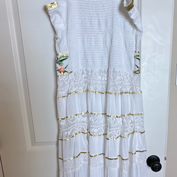 BOSTON PROPER  (SZ M)  SEQUIN AND EMBROIDERED LACE INSET MAXI DRESS - Picture 3 of 9